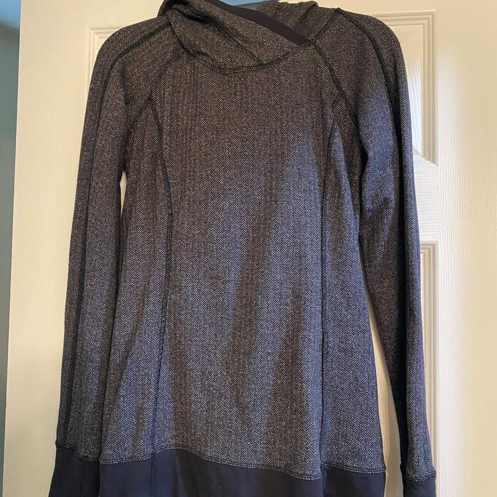 LULULEMON Think Fast Hoodie Rulu Herringbone Black Size 6